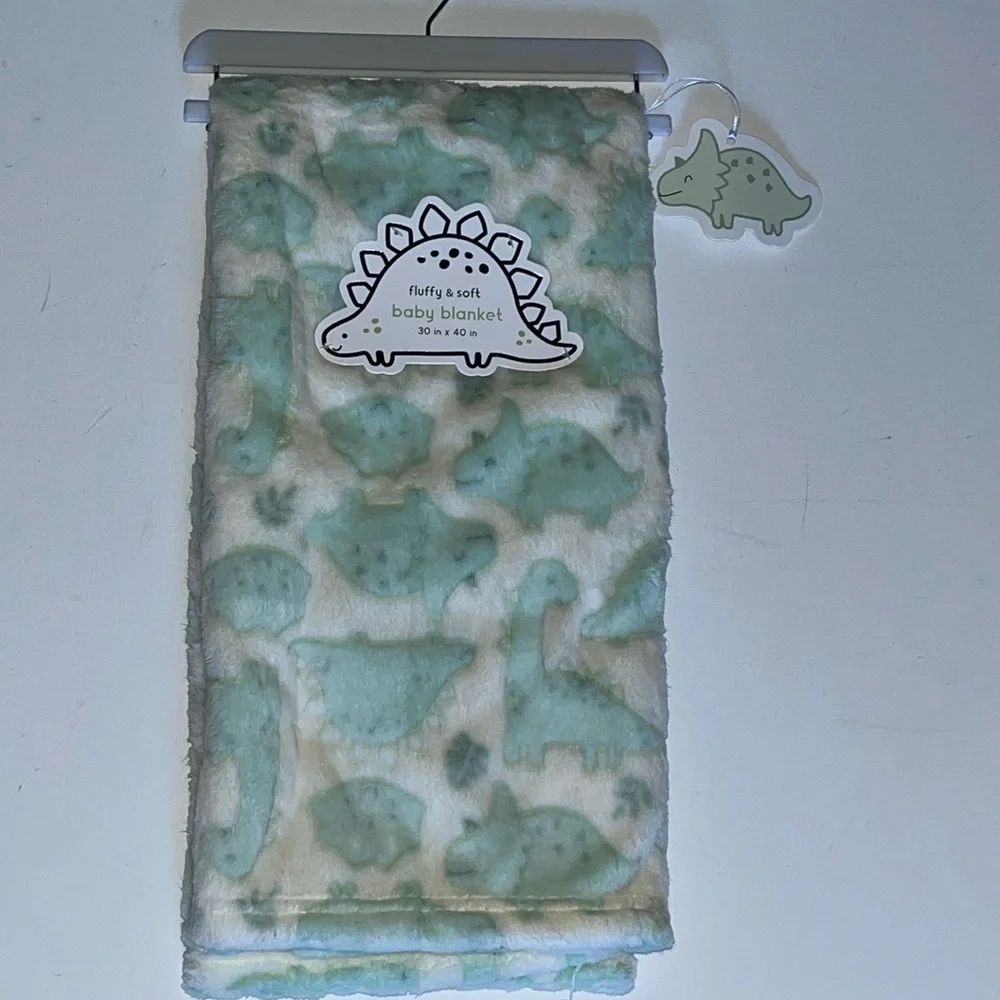 Fluffy Dinosaurs white pastel green  security Blanket Baby Girl Boy gift New